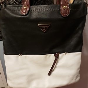 DAVID JONES PARIS Black/White Purse Brown Strap